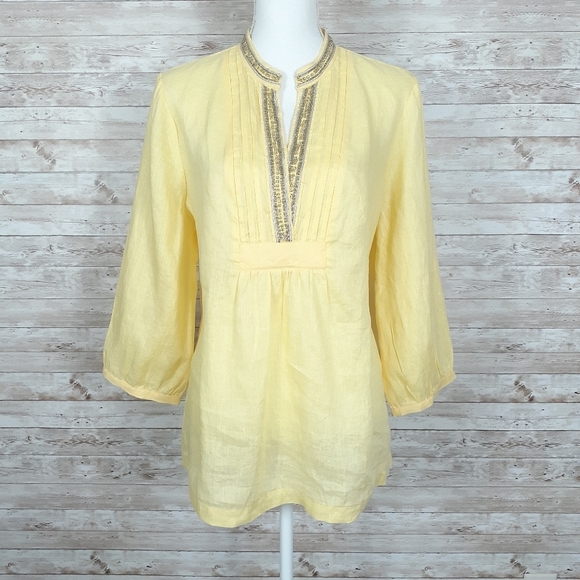 Charter Club Linen Top L Beaded 679 - Picture 2 of 8